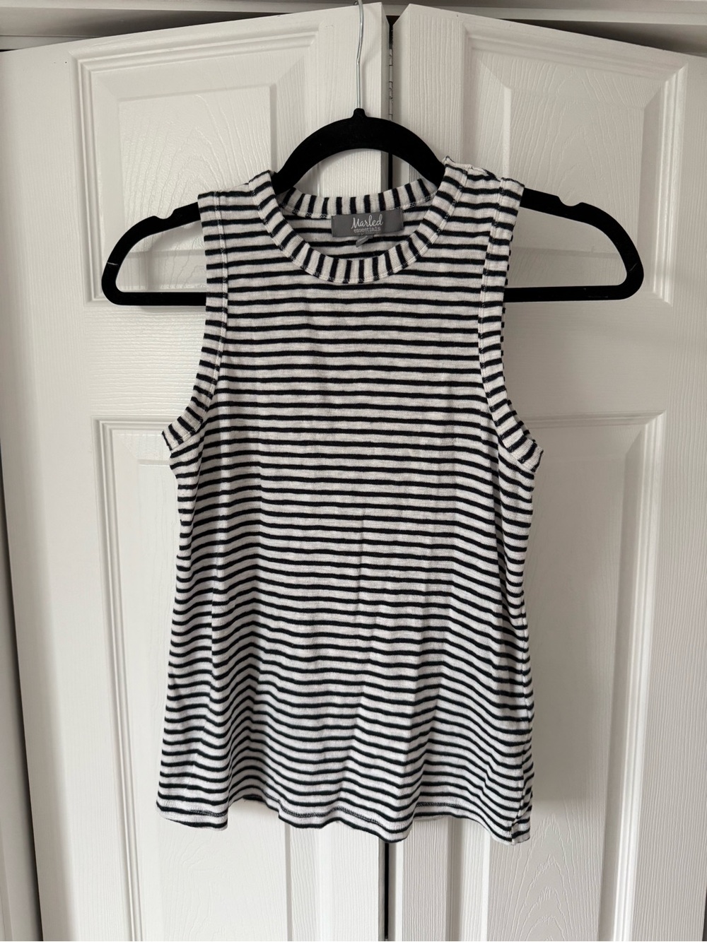 Marled Essentials Navy and White Striped Crewneck Tank